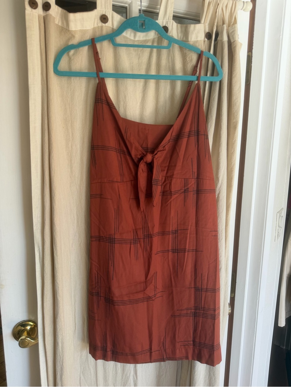 RVCA Rust Red Tie-Front Spaghetti Strap Dress